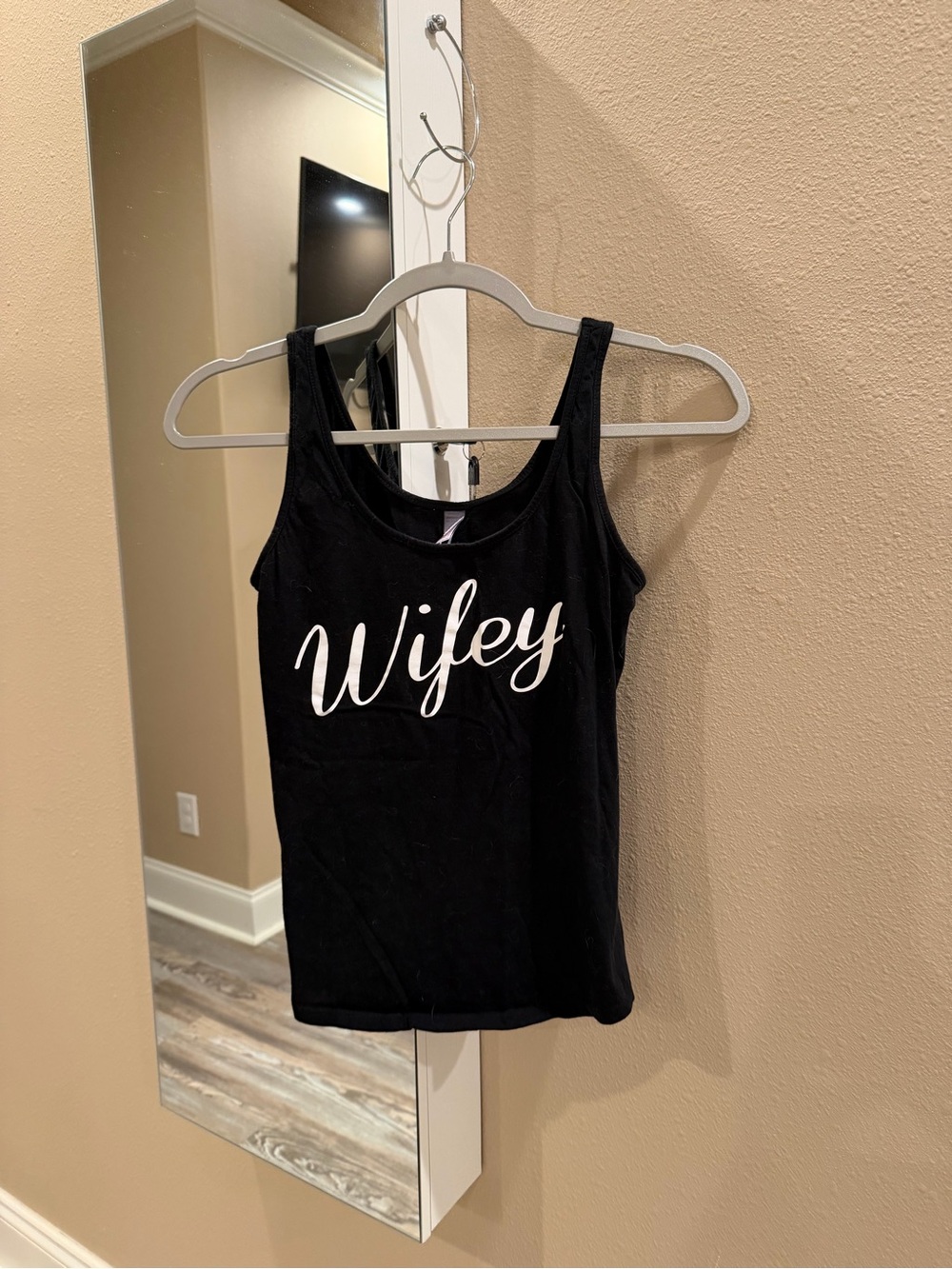 Source Unknown Black Tank Top with White "Wifey" Script